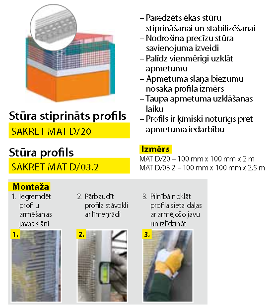 SAKRET Stiprināts stūra profils MAT D/20 2m 